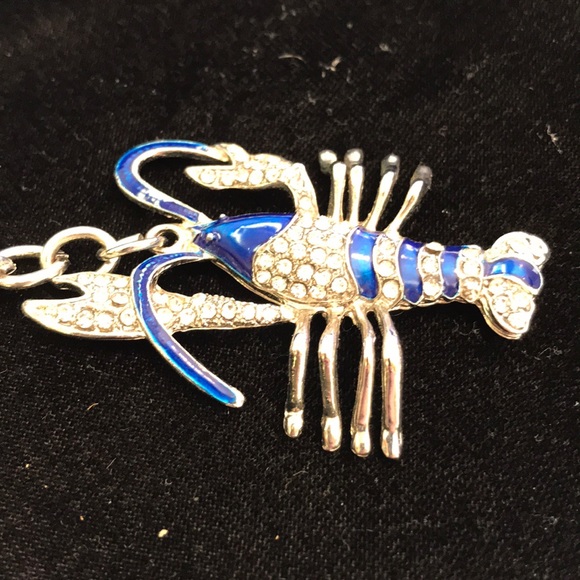 Blue and silver sparkle lobster key chain - Picture 2 of 3